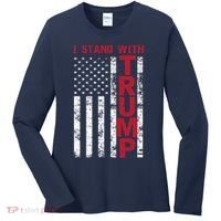 I Stand With Trump I Stand With America Cool Patriotic Women's Long Sleeve Shirt thumb 0