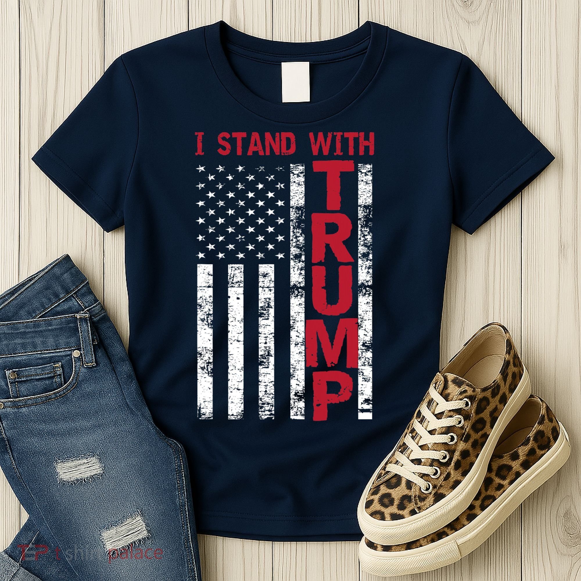 I Stand With Trump I Stand With America Cool Patriotic Women's T-Shirt