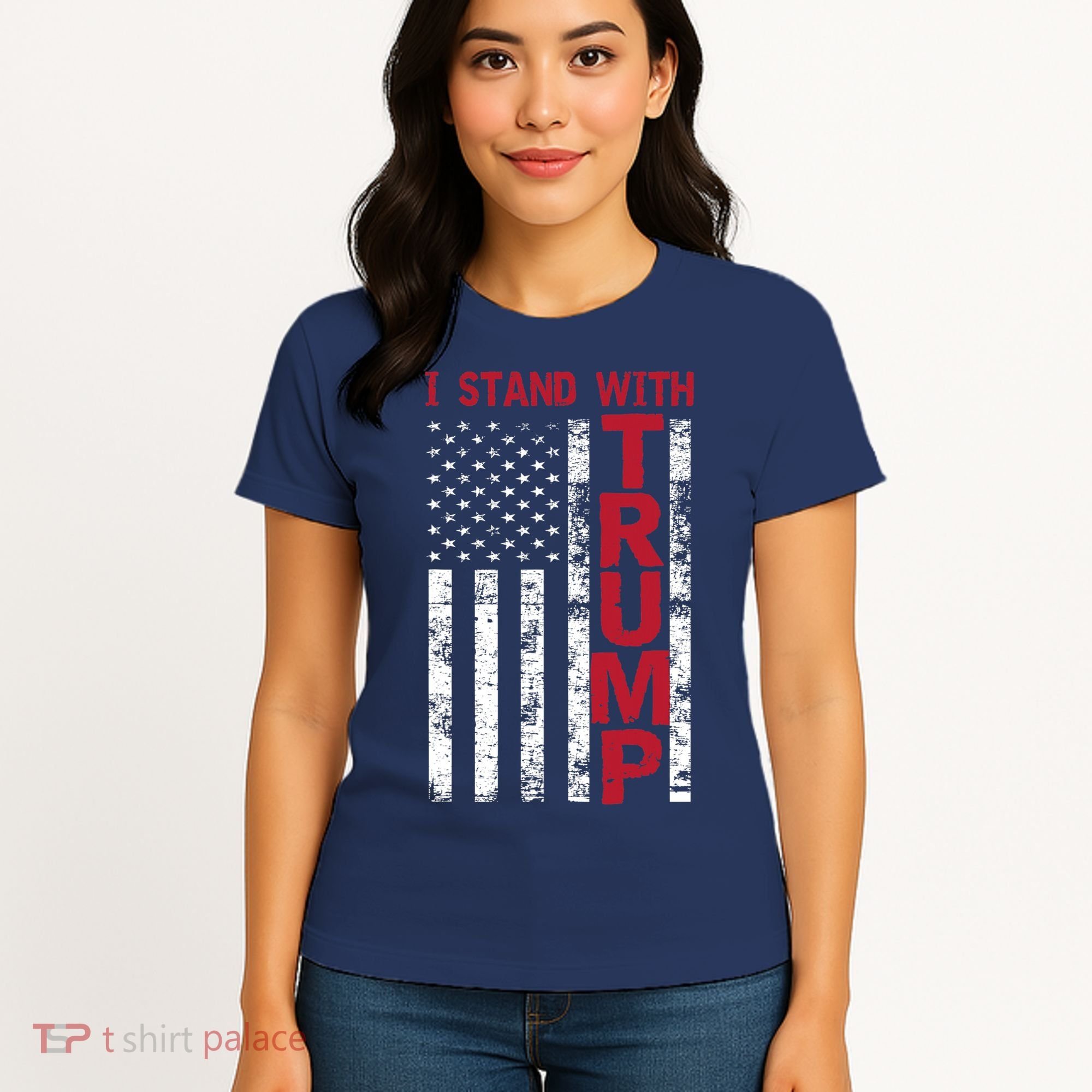 I Stand With Trump I Stand With America Cool Patriotic Women's T-Shirt