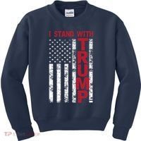 I Stand With Trump I Stand With America Cool Patriotic Kids Sweatshirt thumb 0
