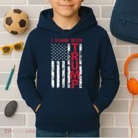 I Stand With Trump I Stand With America Cool Patriotic Kids Hoodie thumb 2