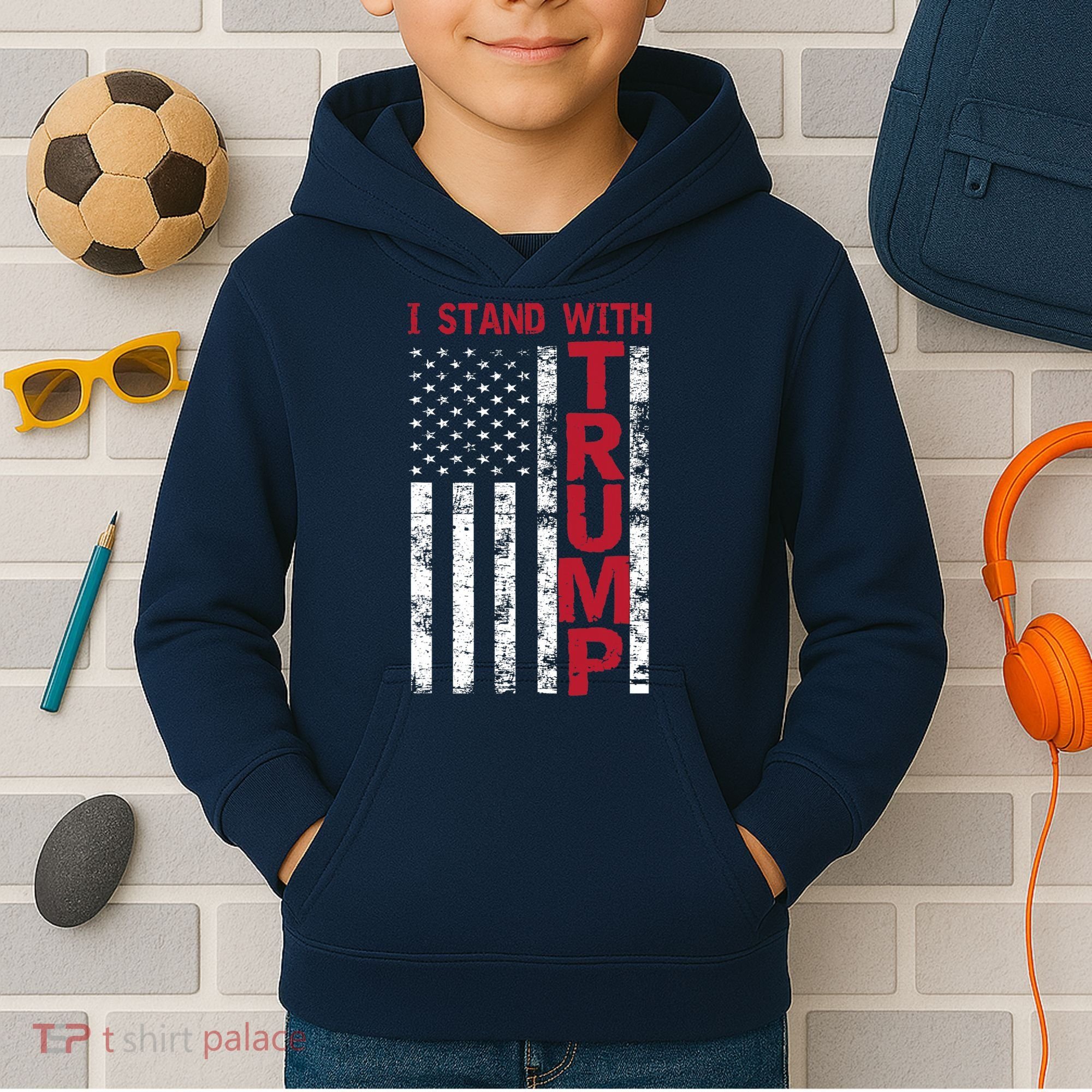 I Stand With Trump I Stand With America Cool Patriotic Kids Hoodie