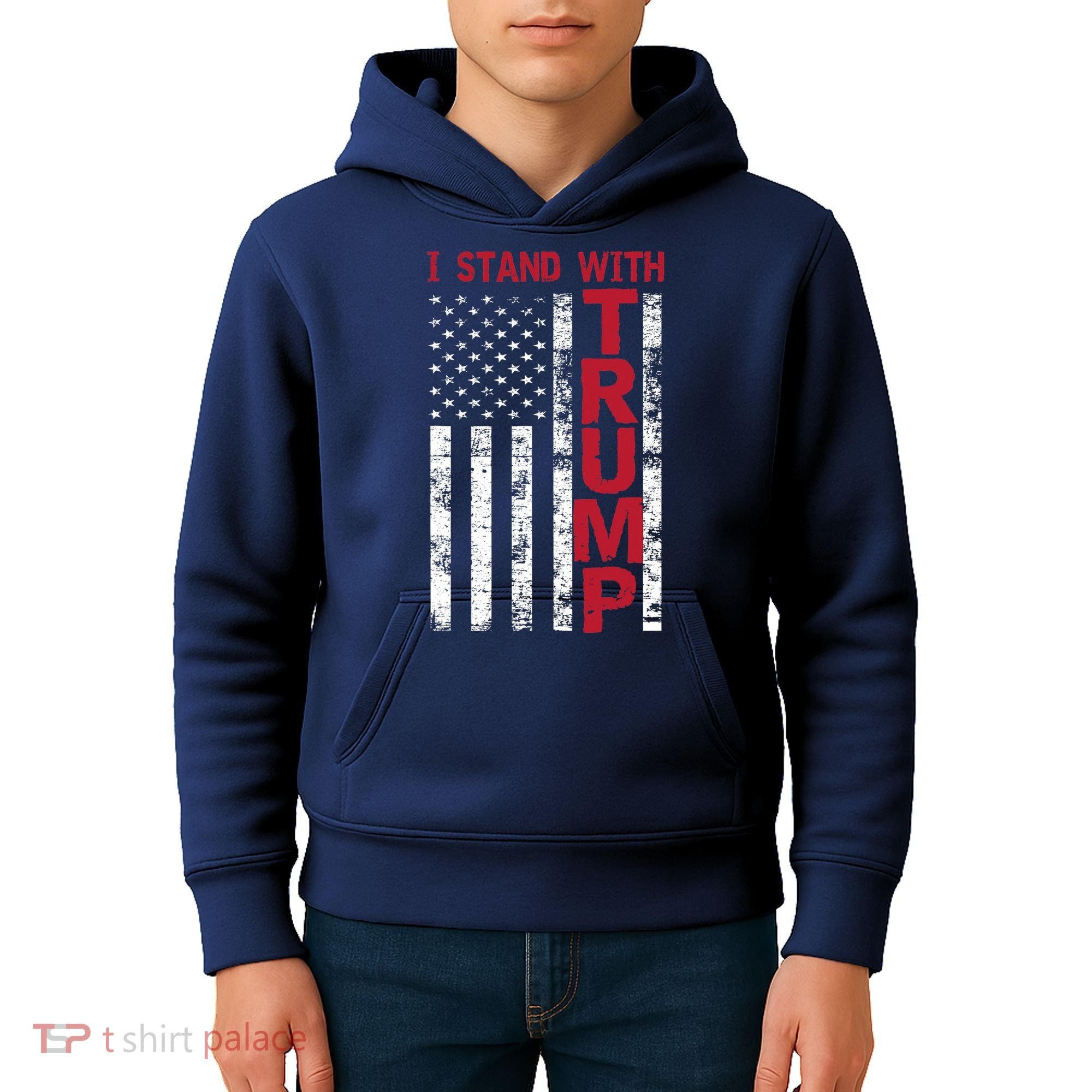 I Stand With Trump I Stand With America Cool Patriotic Kids Hoodie