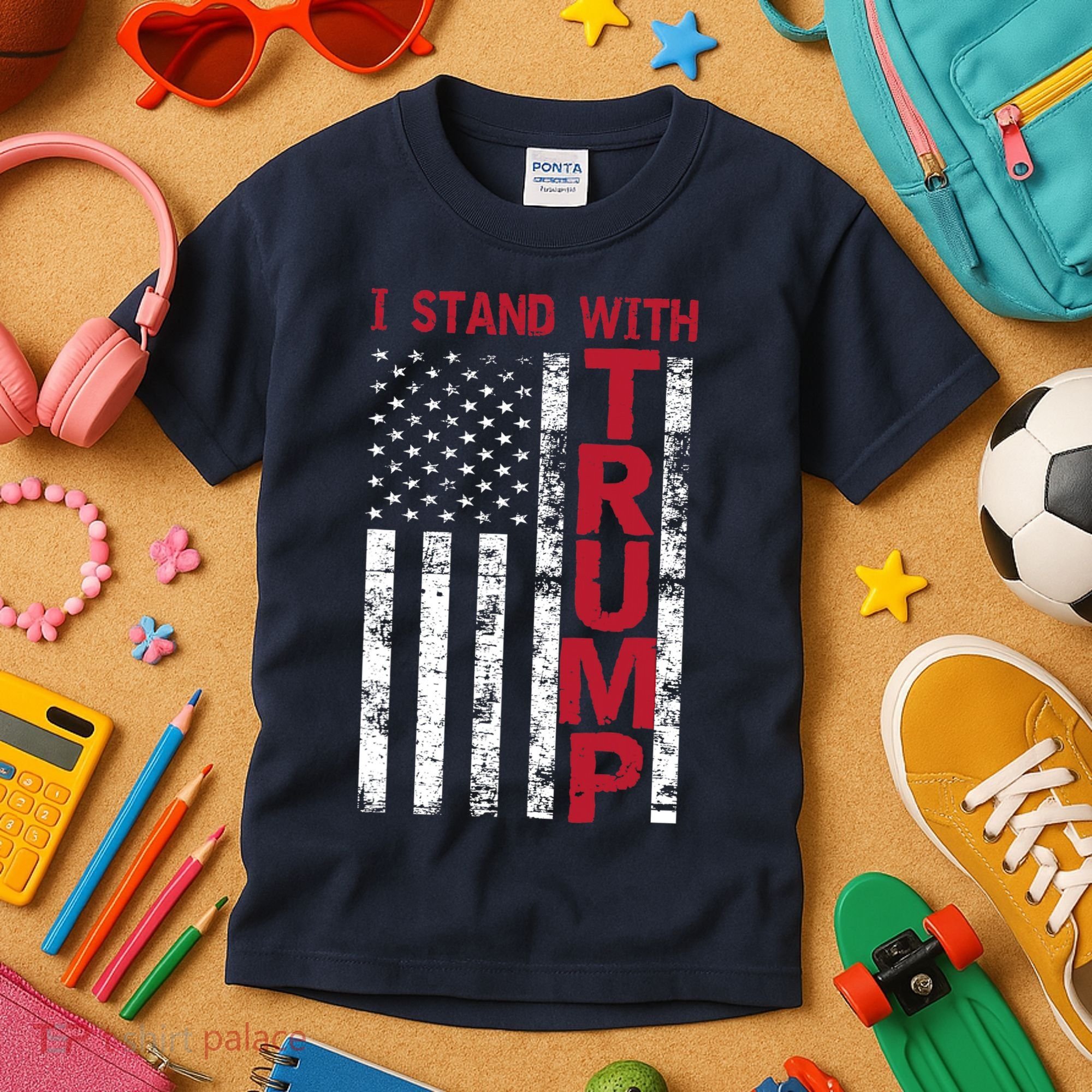 I Stand With Trump I Stand With America Cool Patriotic Kids T-Shirt