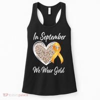 In September We Wear Gold Leopard Print Rainbow Childhood Cancer Awareness Women's Tank Top thumb 0