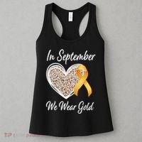 In September We Wear Gold Leopard Print Rainbow Childhood Cancer Awareness Women's Tank Top thumb 3