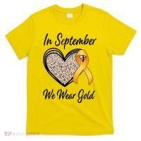 In September We Wear Gold Leopard Print Rainbow Childhood Cancer Awareness T-Shirt thumb 0