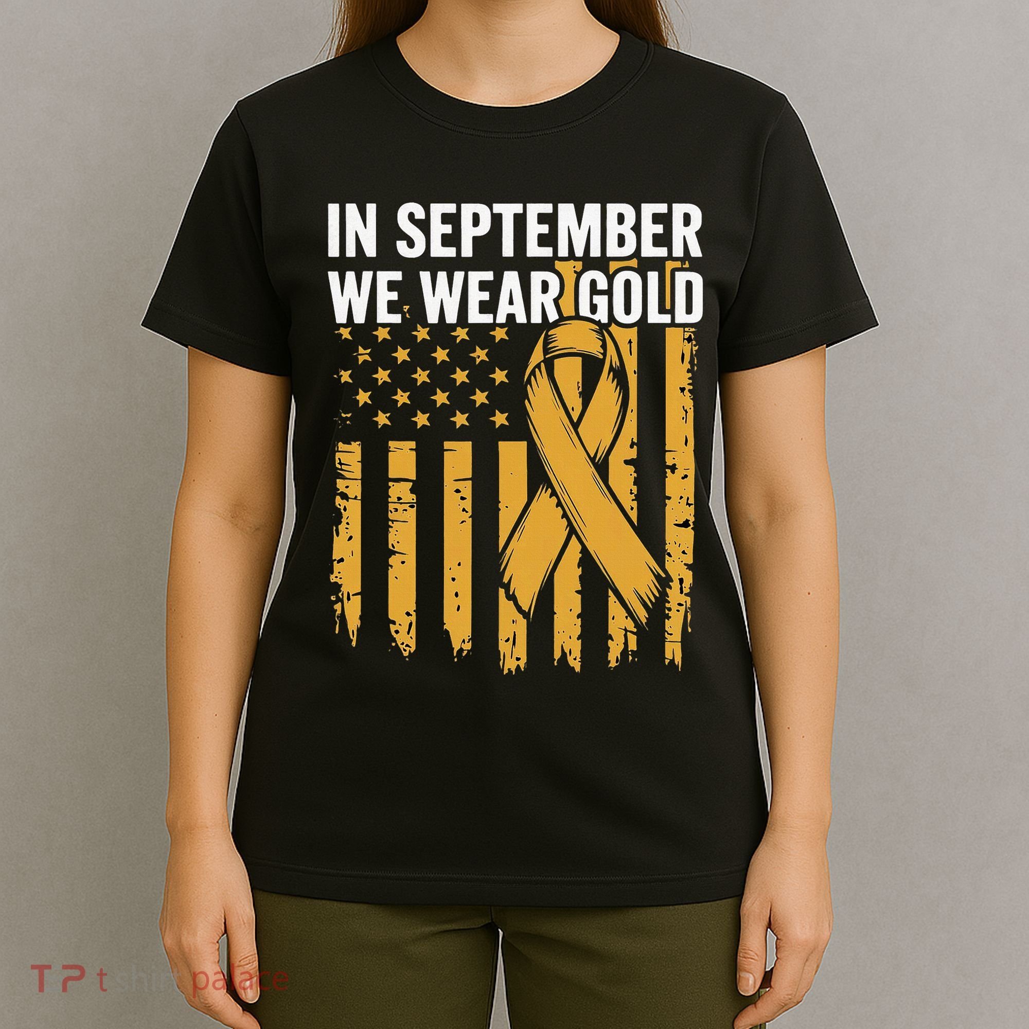 In September We Wear Gold Childhood Cancer Awareness T-Shirt
