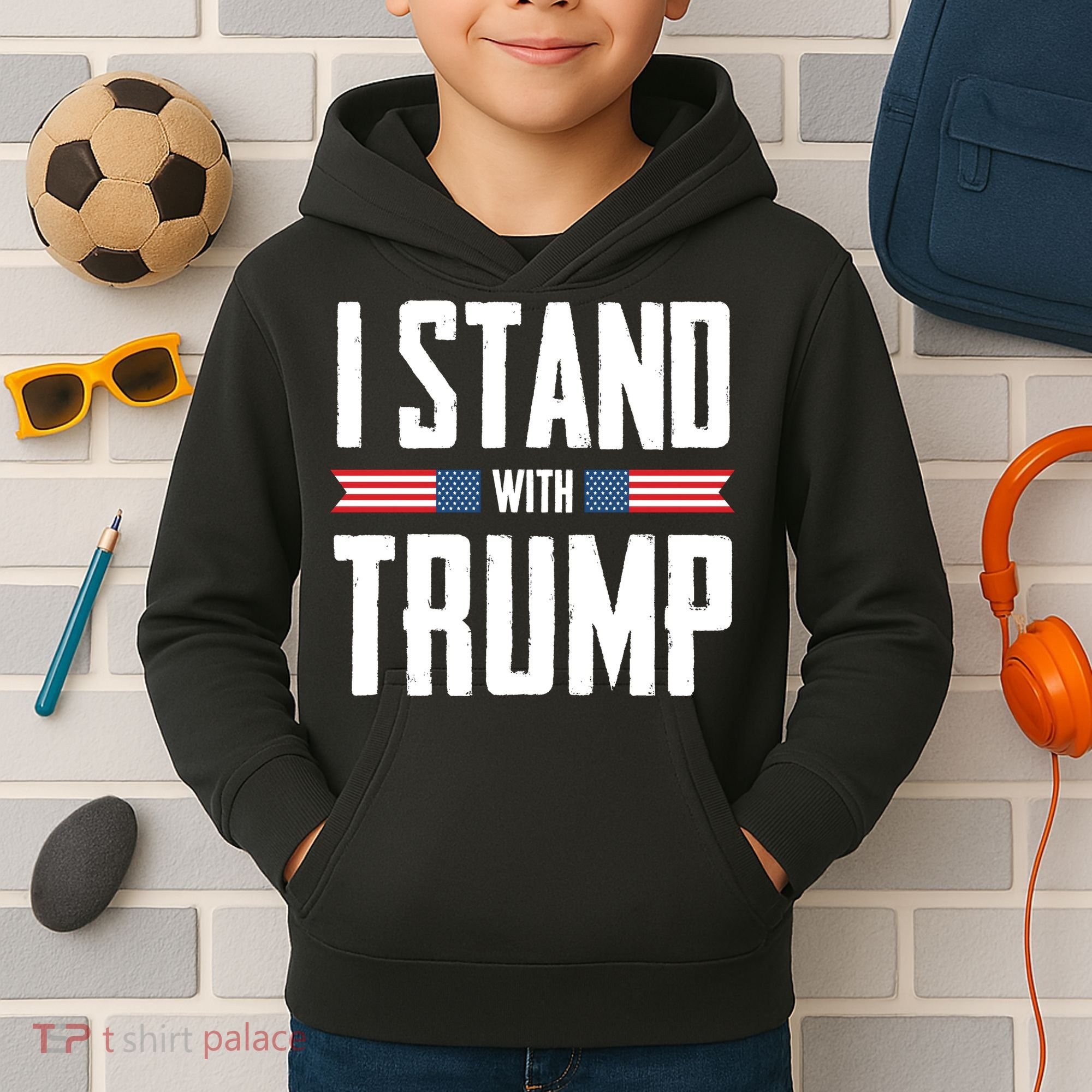 I Stand With Trump 2024 Kids Hoodie