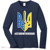 I Stand With Ukraine Flag Support Free Ukrainians Women's Long Sleeve Shirt thumb 0