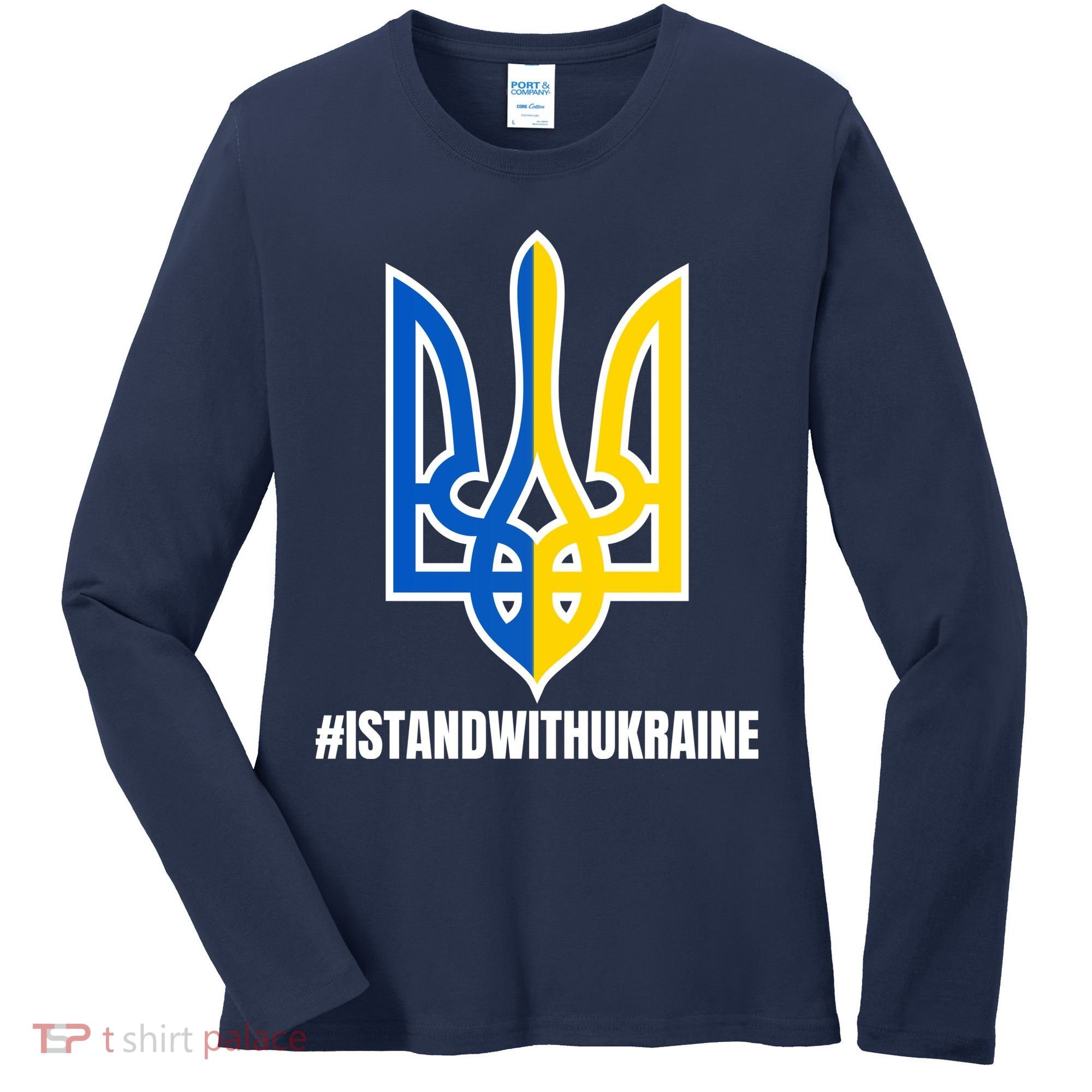 I Stand With Ukraine Flag Support Free Ukrainians Women's Long Sleeve Shirt