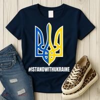 I Stand With Ukraine Flag Support Free Ukrainians Women's T-Shirt thumb 3