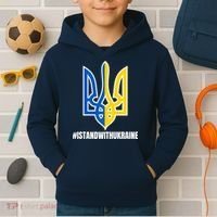 I Stand With Ukraine Flag Support Free Ukrainians Kids Hoodie thumb 2