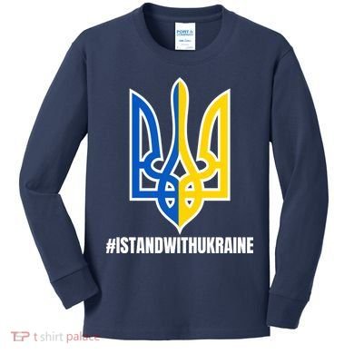 I Stand With Ukraine Flag Support Free Ukrainians Kids Long Sleeve Shirt