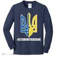 I Stand With Ukraine Flag Support Free Ukrainians Kids Long Sleeve Shirt thumb 0