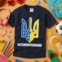 I Stand With Ukraine Flag Support Free Ukrainians Kids T-Shirt thumb 3