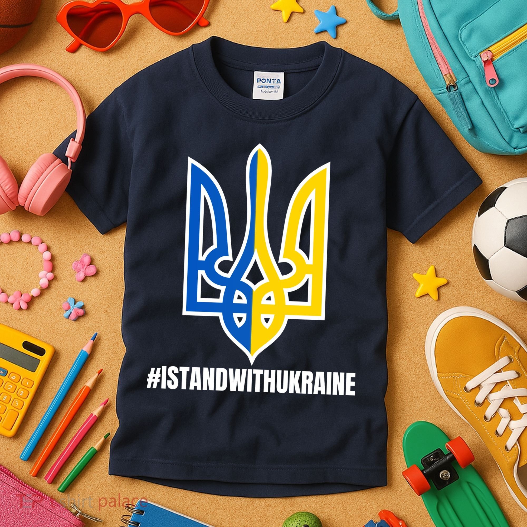 I Stand With Ukraine Flag Support Free Ukrainians Kids T-Shirt