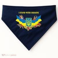 I Stand With Ukraine Floral USA-Made Doggie Bandana thumb 0