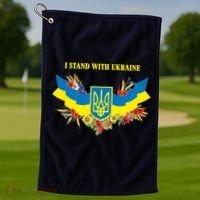I Stand With Ukraine Floral Golf Towel thumb 1