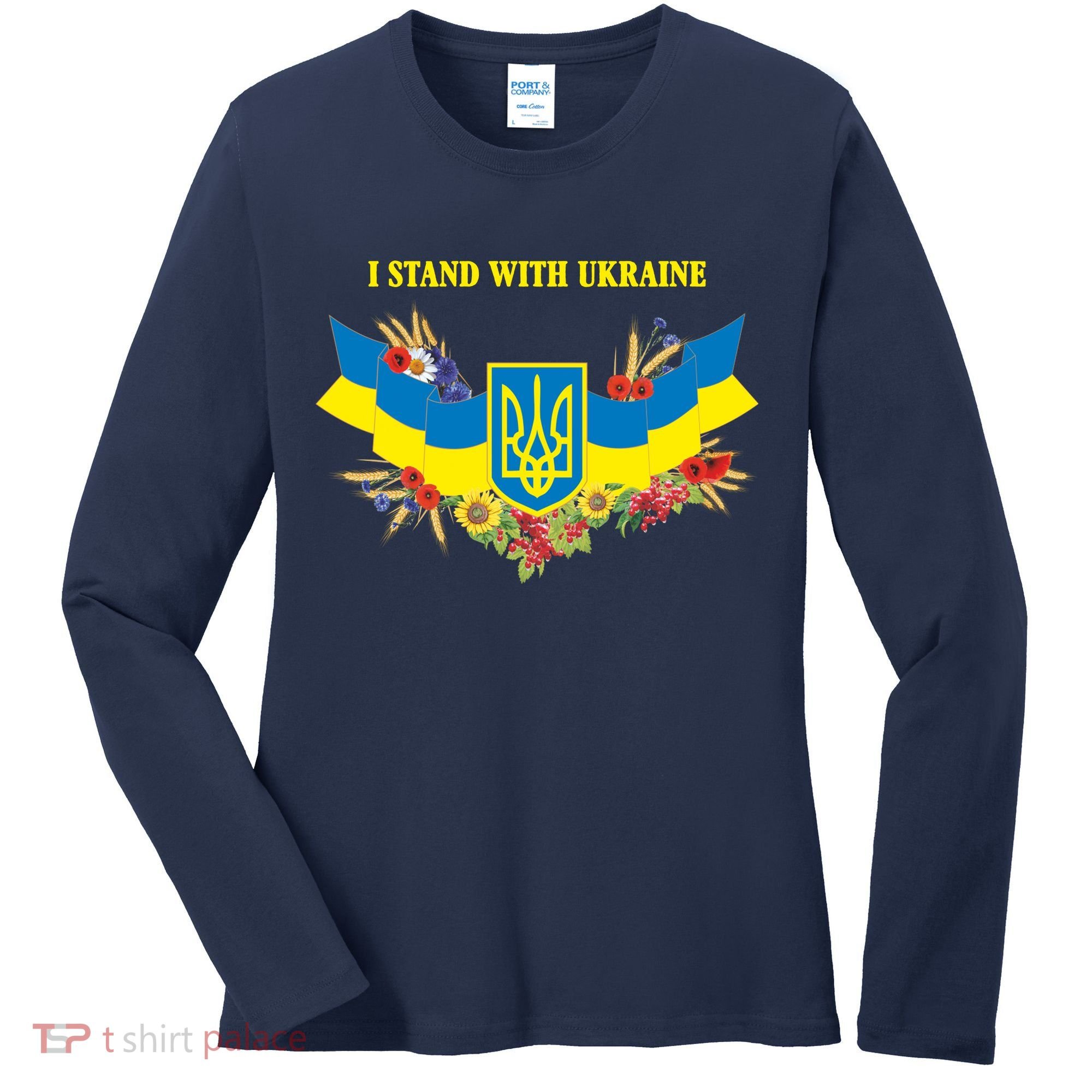 I Stand With Ukraine Floral Women's Long Sleeve Shirt