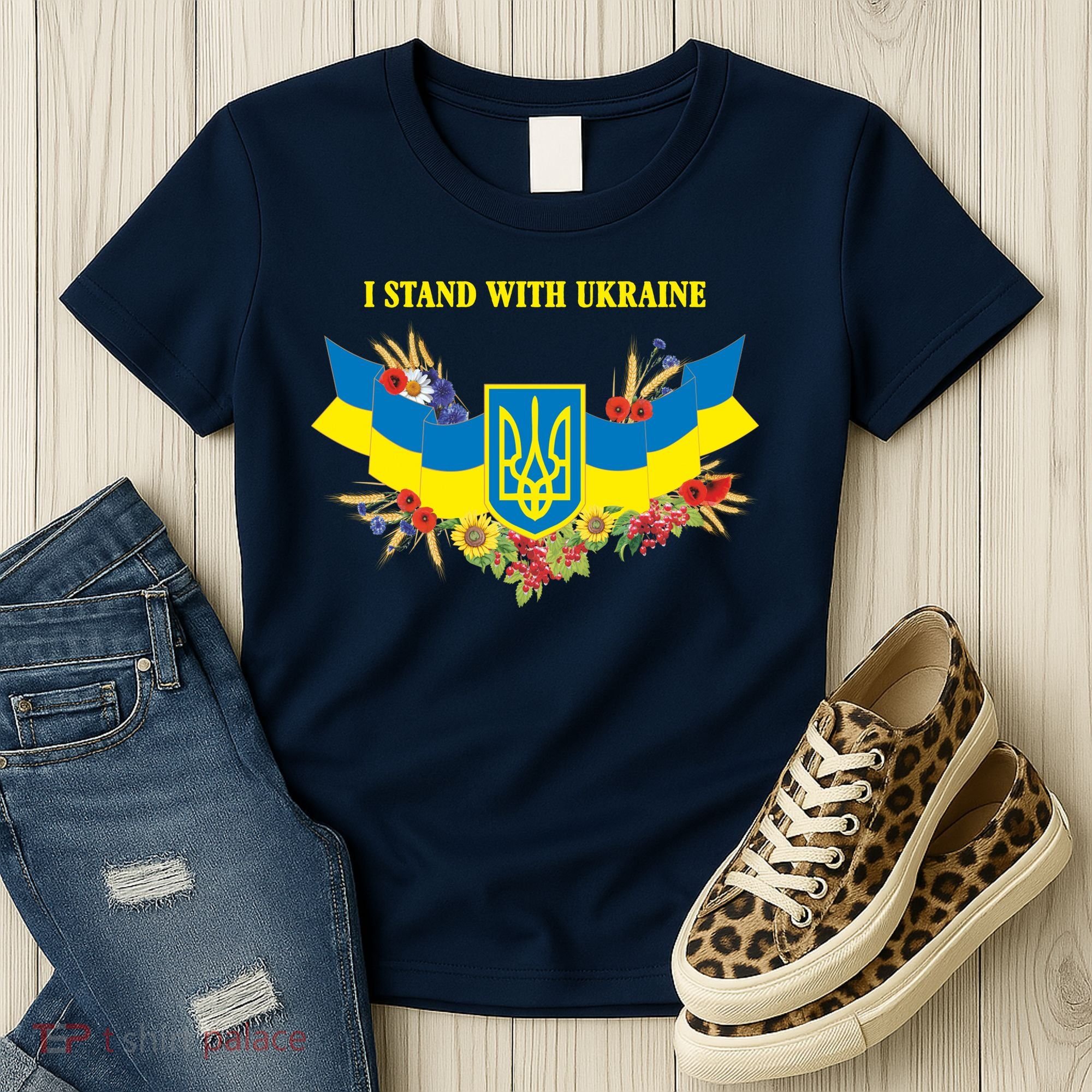 I Stand With Ukraine Floral Women's T-Shirt