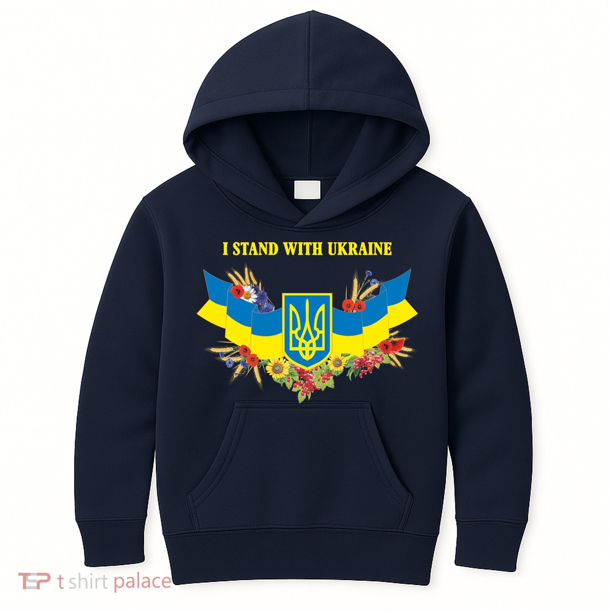 I Stand With Ukraine Floral Kids Hoodie