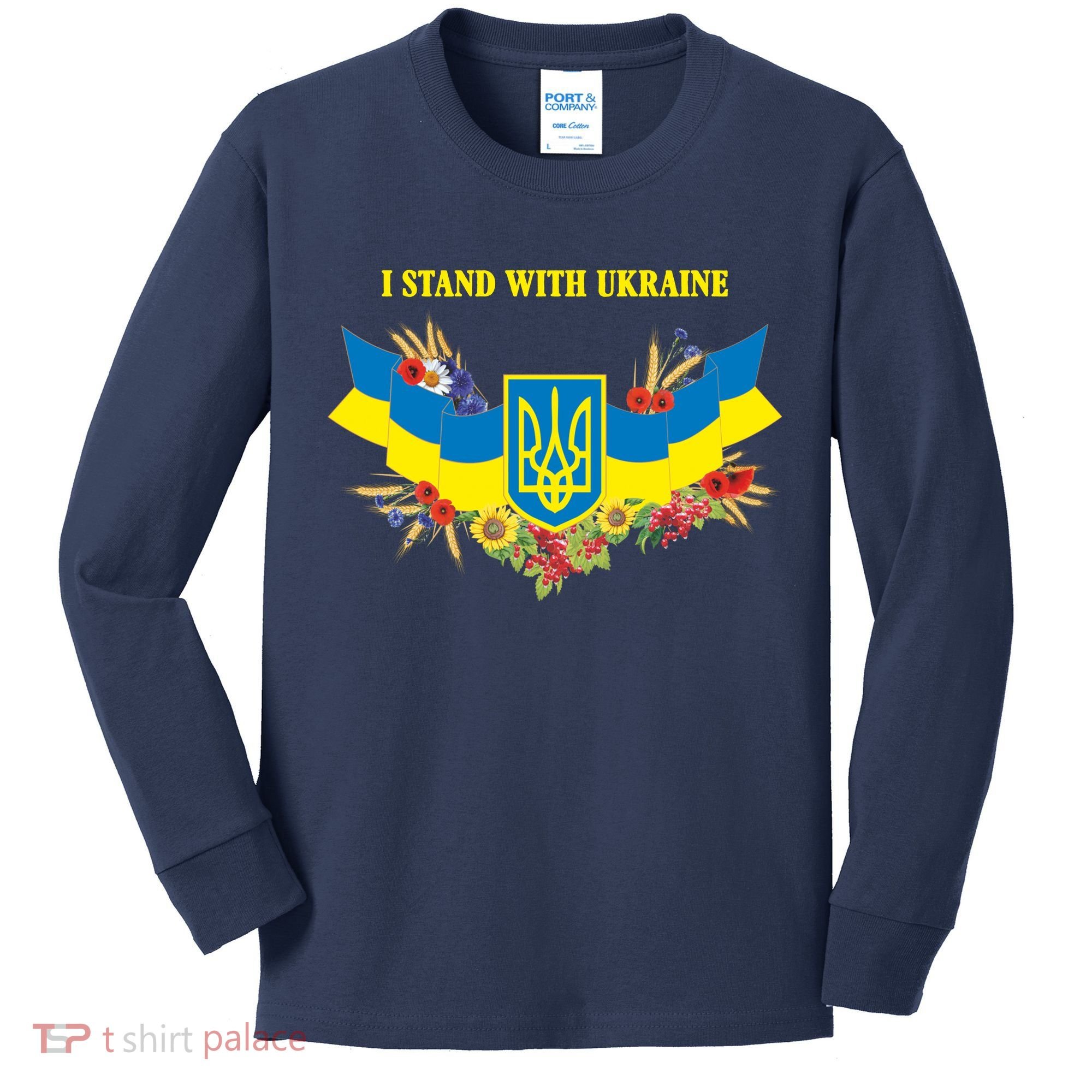 I Stand With Ukraine Floral Kids Long Sleeve Shirt