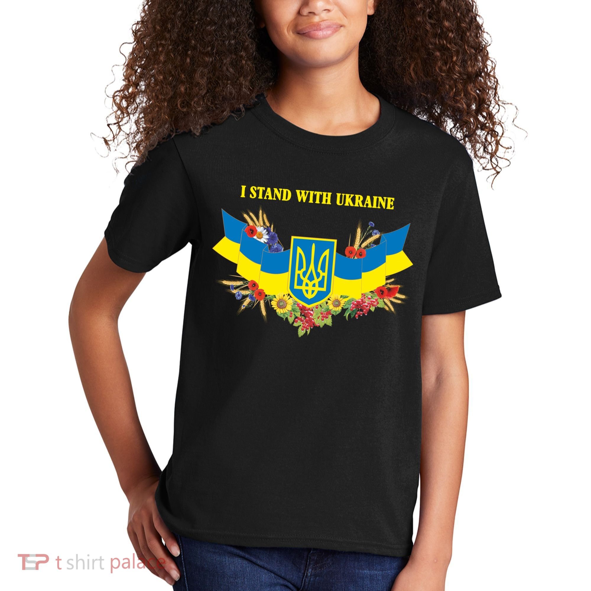 I Stand With Ukraine Floral Kids T-Shirt