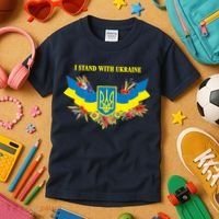 I Stand With Ukraine Floral Kids T-Shirt thumb 3