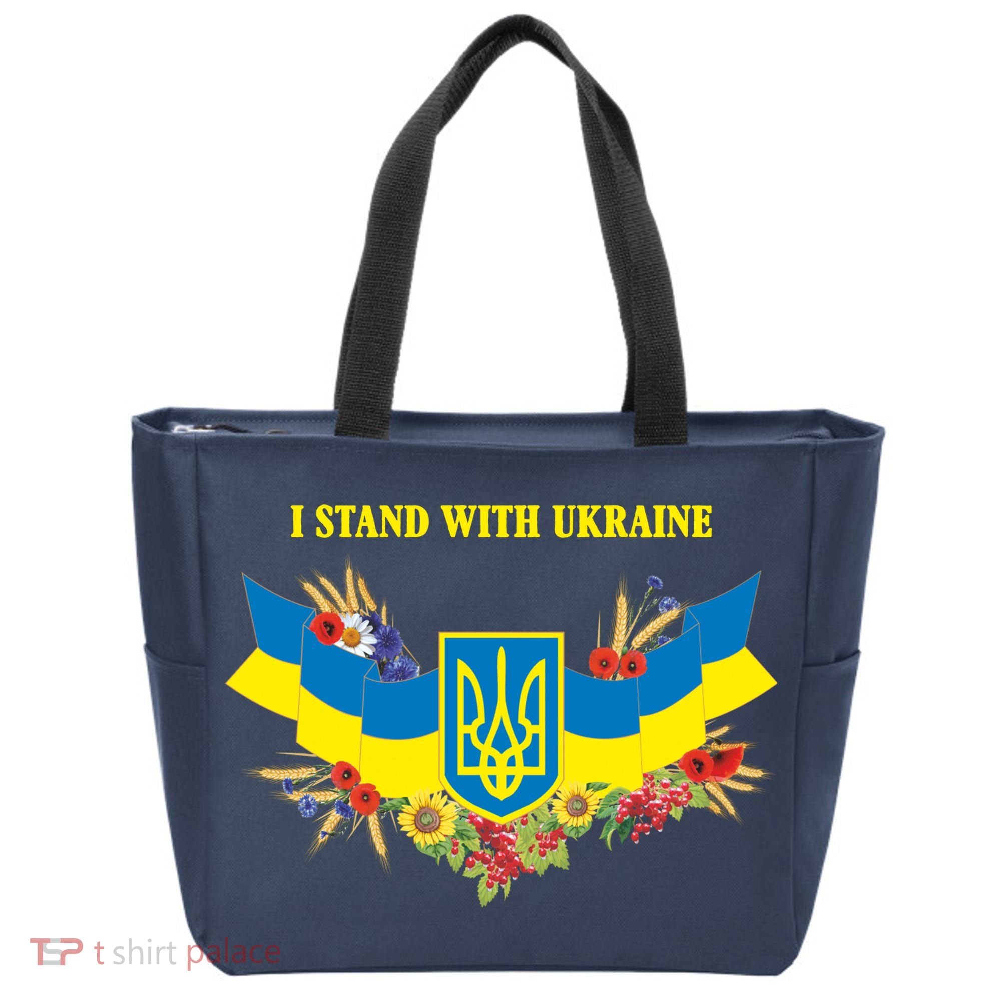 I Stand With Ukraine Floral Tote Bag