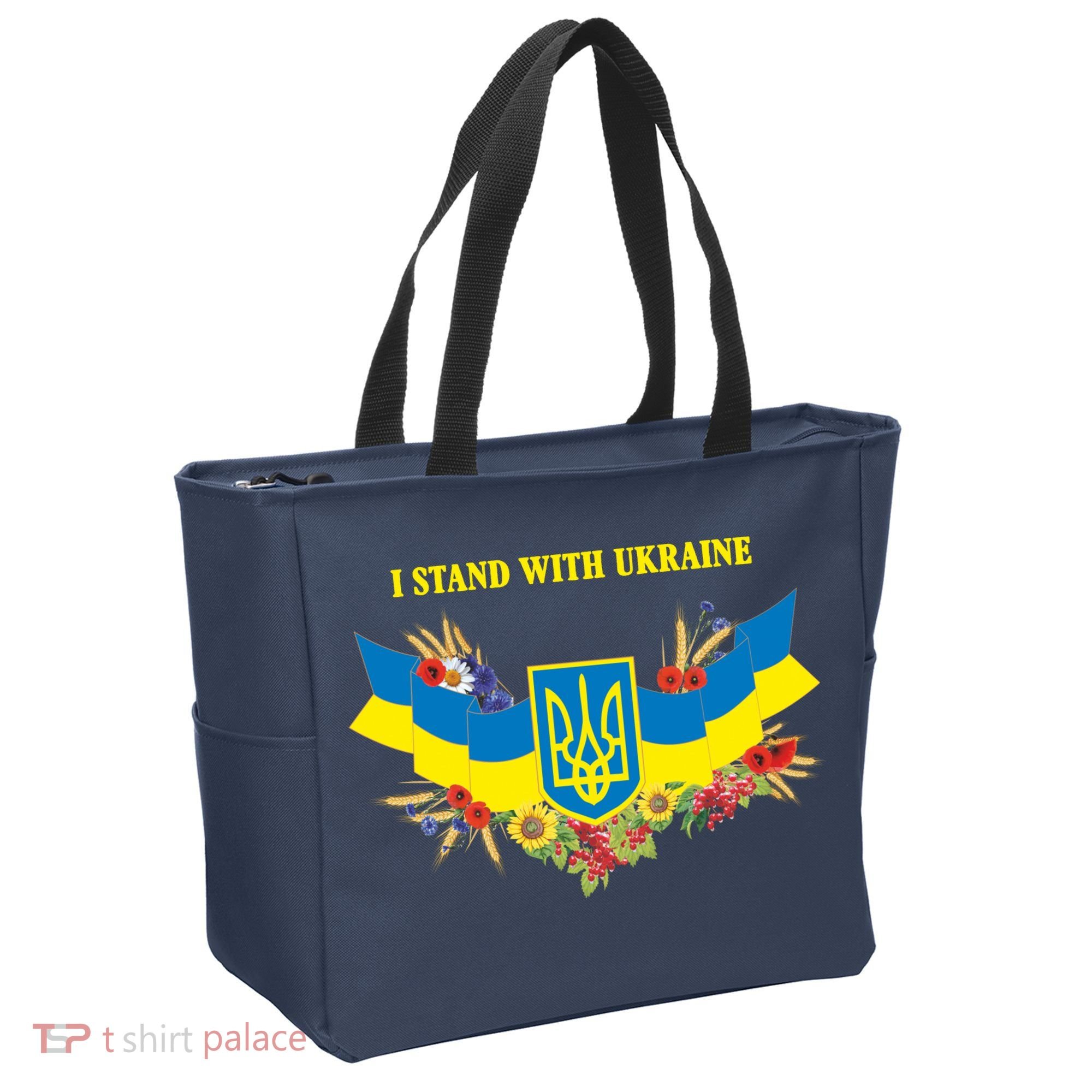 I Stand With Ukraine Floral Tote Bag