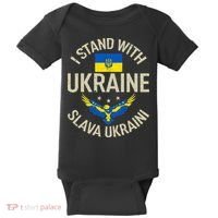 I Stand With Ukraine Slava Ukraini Glory To Ukraine Support Baby Bodysuit thumb 0