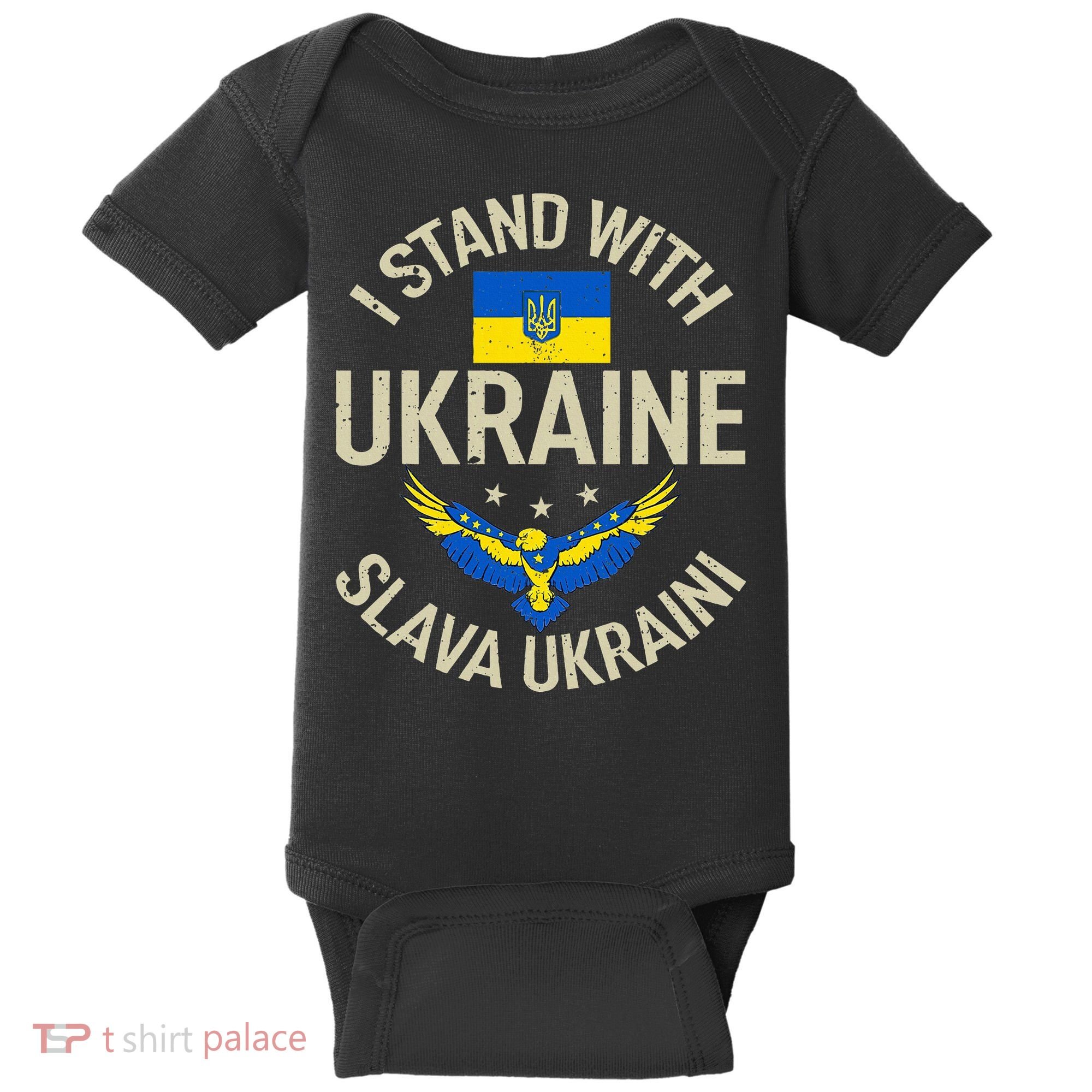 I Stand With Ukraine Slava Ukraini Glory To Ukraine Support Baby Bodysuit