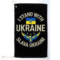 I Stand With Ukraine Slava Ukraini Glory To Ukraine Support Golf Towel thumb 0