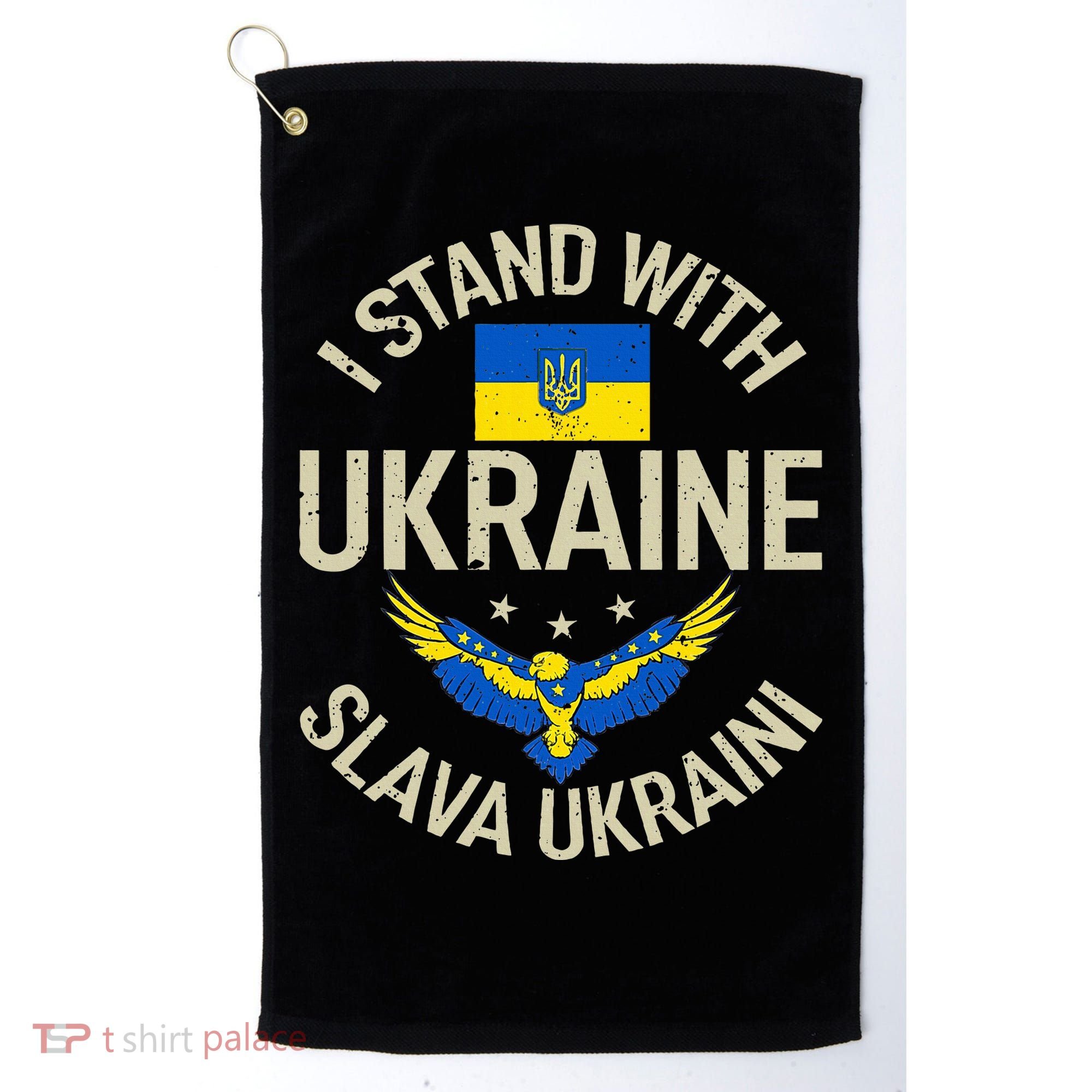 I Stand With Ukraine Slava Ukraini Glory To Ukraine Support Golf Towel