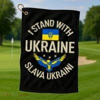 I Stand With Ukraine Slava Ukraini Glory To Ukraine Support Golf Towel thumb 1