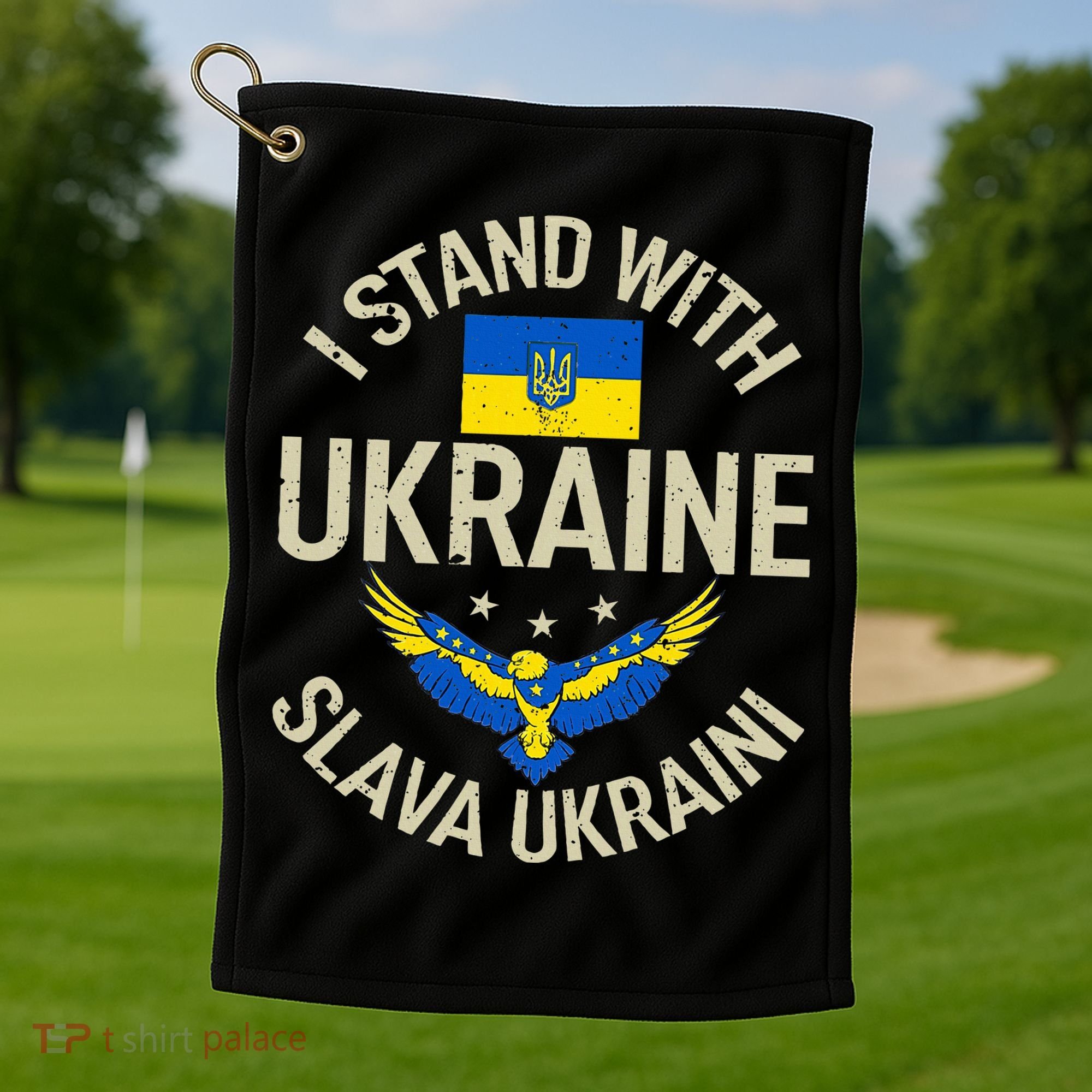 I Stand With Ukraine Slava Ukraini Glory To Ukraine Support Golf Towel