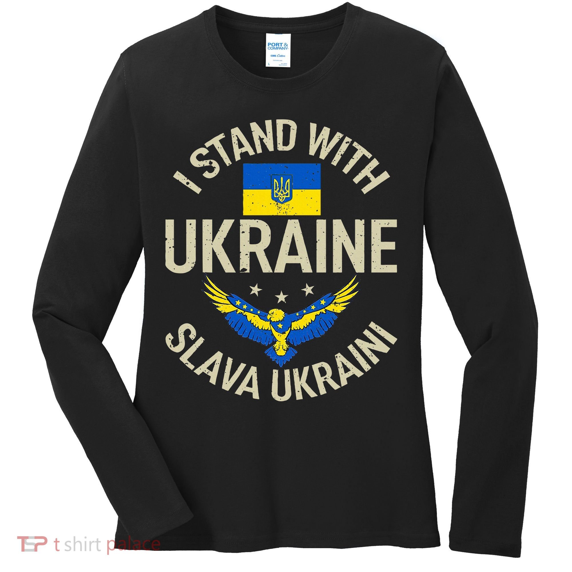 I Stand With Ukraine Slava Ukraini Glory To Ukraine Support Women's Long Sleeve Shirt