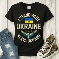 I Stand With Ukraine Slava Ukraini Glory To Ukraine Support Women's T-Shirt thumb 3