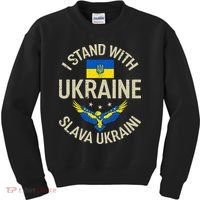 I Stand With Ukraine Slava Ukraini Glory To Ukraine Support Kids Sweatshirt thumb 0