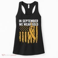 In September We Wear Gold Childhood Cancer Awareness Us Flag Women's Tank Top thumb 0