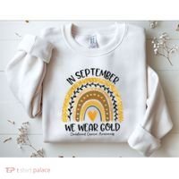 In September We Wear Gold Rainbow Childhood Cancer Awareness Sweatshirt thumb 2