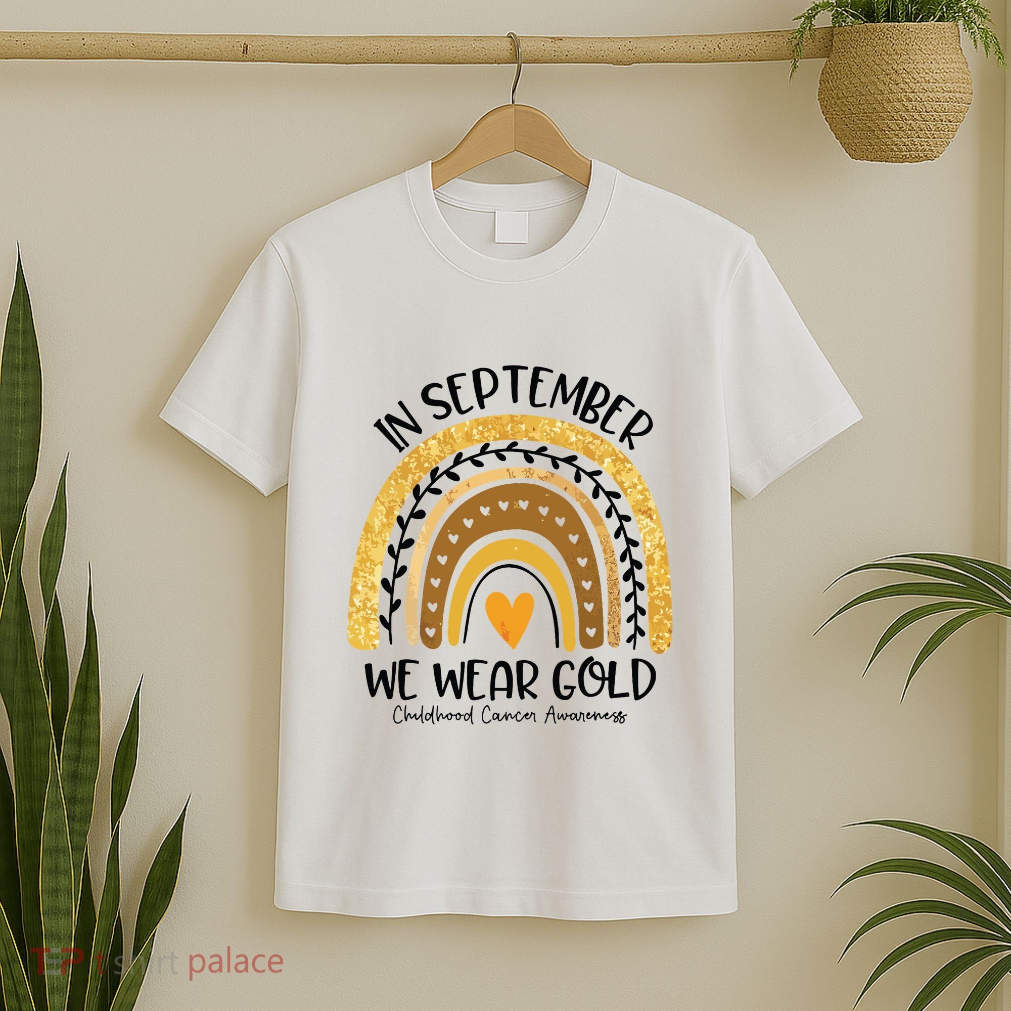 In September We Wear Gold Rainbow Childhood Cancer Awareness T-Shirt