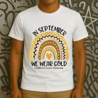 In September We Wear Gold Rainbow Childhood Cancer Awareness T-Shirt thumb 3