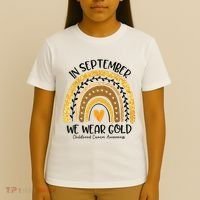 In September We Wear Gold Rainbow Childhood Cancer Awareness T-Shirt thumb 4