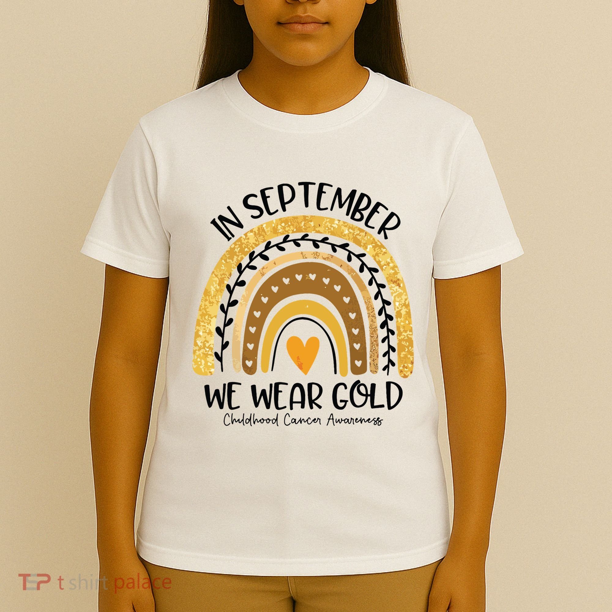 In September We Wear Gold Rainbow Childhood Cancer Awareness T-Shirt