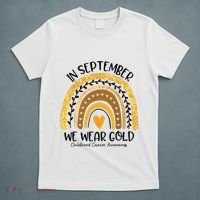 In September We Wear Gold Rainbow Childhood Cancer Awareness T-Shirt thumb 5