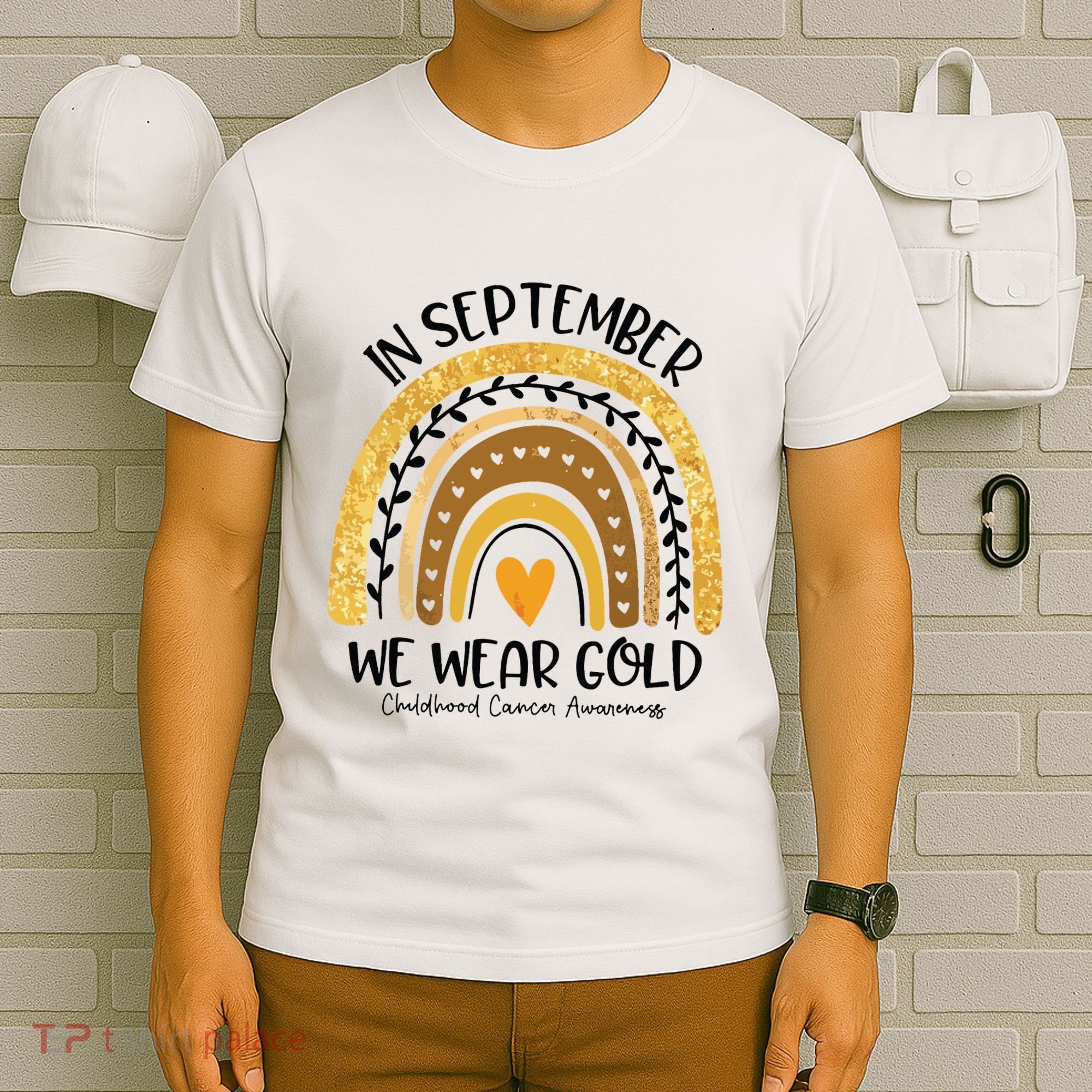 In September We Wear Gold Rainbow Childhood Cancer Awareness T-Shirt
