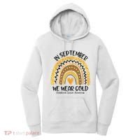 In September We Wear Gold Rainbow Childhood Cancer Awareness Women's Hoodie thumb 0