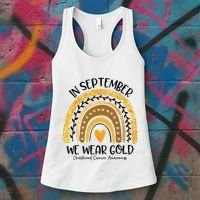In September We Wear Gold Rainbow Childhood Cancer Awareness Women's Tank Top thumb 3